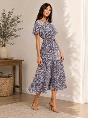 Kachel x Anthropologie Remi Floral Tiered Midi Dress Sz. 6